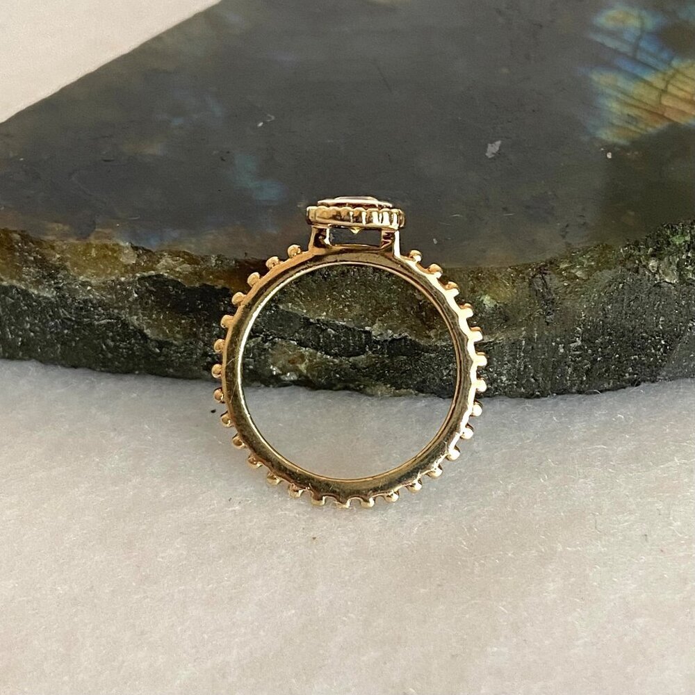 Gold Vermeil Sterling Silver 925 Square Yellow Cubic Zirconia Solitaire Ring 5 - Picture 7 of 16